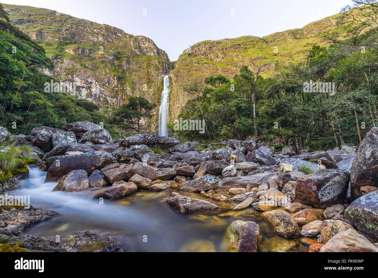Casca D`Anta waterfall of Rio Sao Francisco in the escarpments of the Serra da Canastra National Park Stock Photo